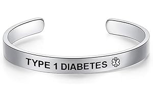 LuxglitterLin Medical Alert ID Bracelet Laser Engraved Wristband Stainless Steel Cuff Bangle Jewelry 7.7-8 Inches