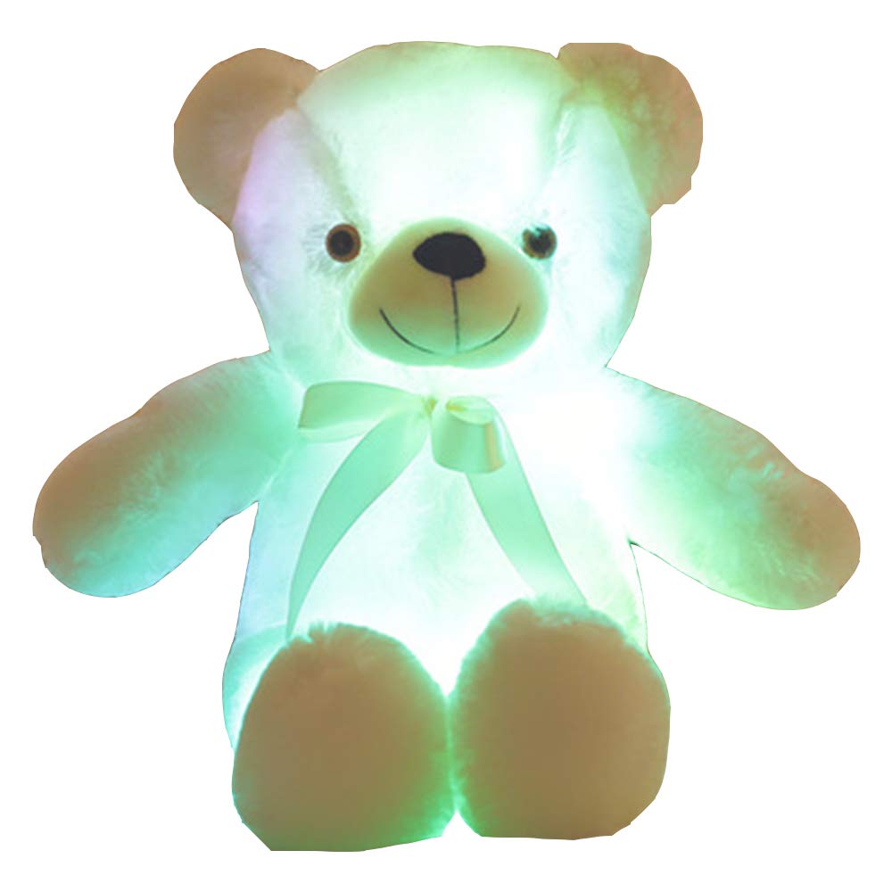 Yxian Plush Colorful Glowing Teddy Bear Plush Toy Sleeping Panda light-up Toy Plush Night light for children Birthday party Christmas halloween house decoration 19.69 in(Glowing teddy bear white)