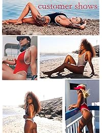 ALLureLove Trajes de baño para mujer Sexy Monokini Deep V una pieza Trajes de baño sin espalda Cheeky Trajes de baño Semi Tanga Bikini