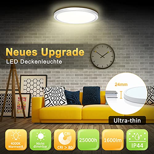 Lámpara de Techo LED Salon Moderna 4000K 1600LM Lamparas de dormitorio de Techo Habitacion Blanco Natural 18W Ø23CM Plafon LED Cocina Estar Balcón Pasillo