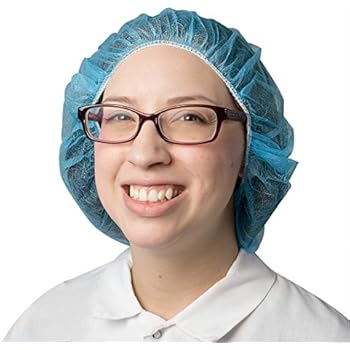 UltraSource Disposable Hair Net/Bouffant Cap, Latex Free, Blue, 24