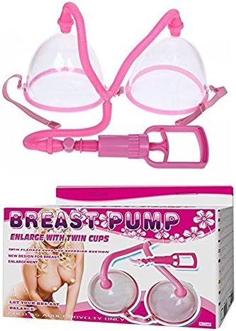 Manual Dual Female Breast Vacuum Pump Breast Enlarger Enhancer Suction Cup Enlargement (Pink- Manual Pump)