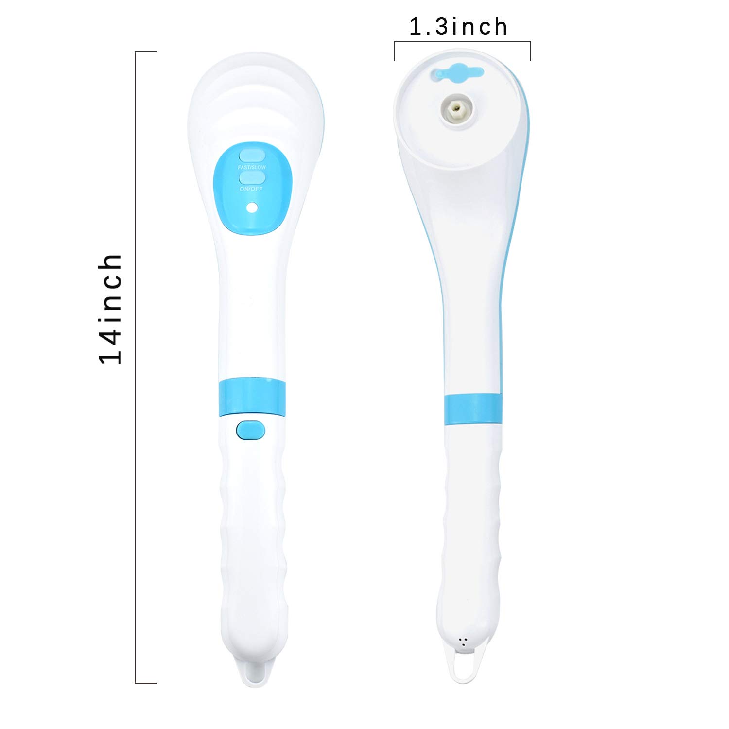 100FIXEO USB Charge Electric Long Handle Rotating Bath & Body Brushes Waterproof Facial Face Shower Brush Devices With 5 Brush Heads Deep Cleansing (Blue) : Beauty