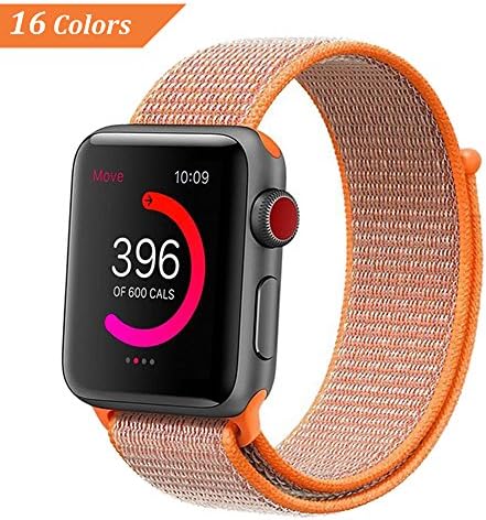 NCMASTER for Apple Watch Band 38mm 42mm Women Men iWatch band Nylon Sport Loop Band Series 1 2 3 Apple Watch Band Replacement Parts Watch Strap (1 or 6 packs) (orange, 38mm)