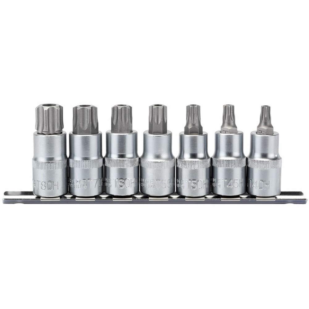 Draper 16334 1/2" Square Drive TX-Star Security 55MM Socket Bit 7 Piece Set , Blue