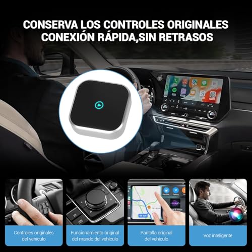 JDF3CISH Mini Adaptador Inalámbrico, Adaptador CarPlay 2 en 1, Conversión Instantánea de Cable a Wireless, CarPlay y Android Auto 2025, Enlace Automático, para iPhone y Android con Puerto USB/USB-C