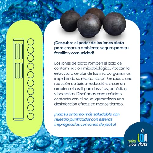 Plata Plus desinfectante de agua con esferas de ceramica tratadas con plata coloidal para tinacos y cisternas de hasta 1,100 L, sistema sin mantenimiento.