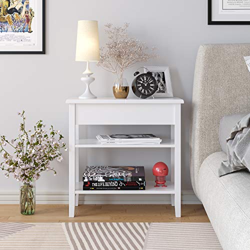 HOMECHO End Table, Flip Top Side Table, Narrow End Table with Storage