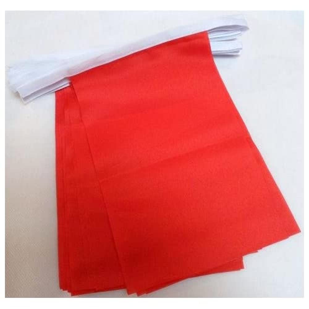 AZ FLAG Plain Red Bunting Flag, 20 Ft Garland 20 Small red solid color Flags 8'' x 6'', 100% Polyester String Pennant, 6 meters