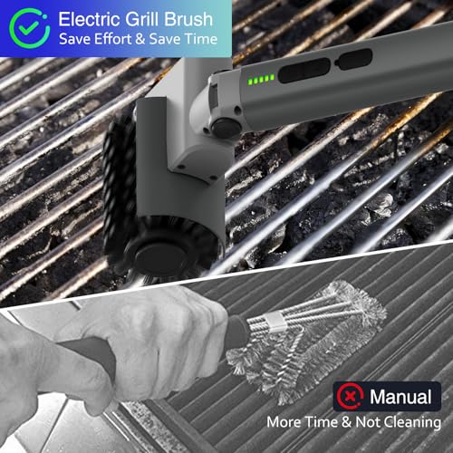 Electric Grill Brush, Barbecue Cleaning Brush with Adjustable Angle, 3 Speeds, 90 Minutes Runtime, Stainless Steel Bristles, Electric Grill Cleaner for Grills