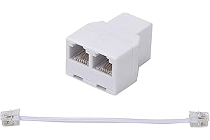 LanSenSu Phone Line Splitter,Telephone Splitter,with RJ11 6P4C Plugs,Suitable for Telephone,Fax Machine,White 1-Pack
