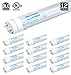 T8/T10/T12 LED Light Tube, 4FT, Hyperikon, Dual-End Powered, Works with and without T8 ballast, 18W (40W equivalent), 2200 Lumens, 6000K (Super Bright White), Clear Cover, DLC-qualified - (Pack of 12)