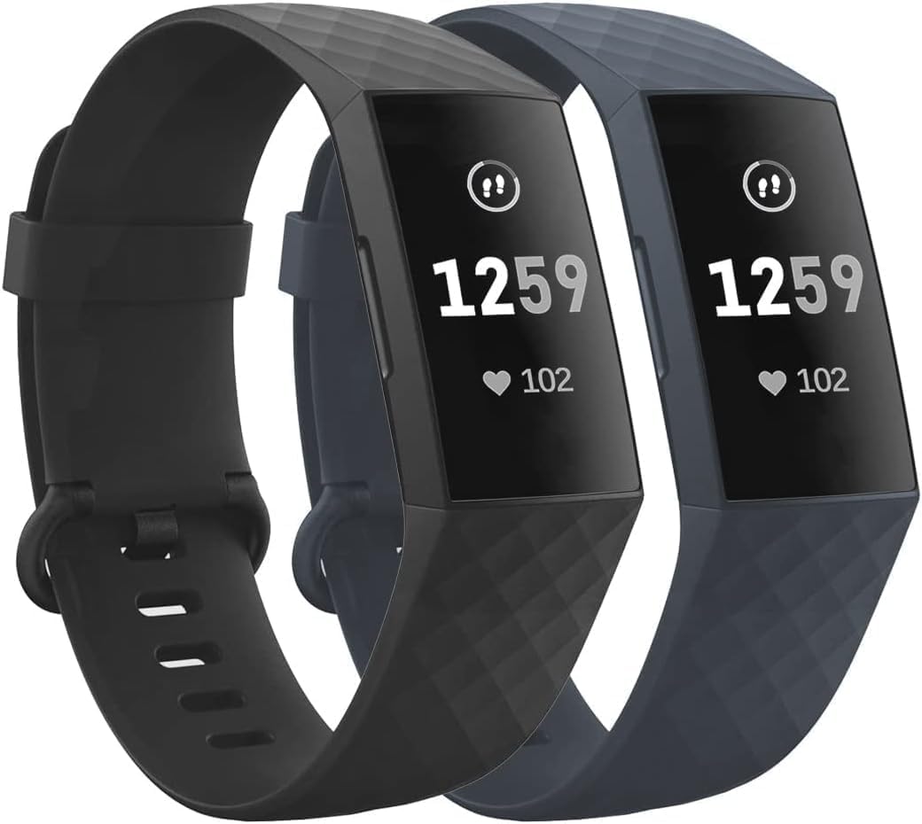 Superpow 2 Pack Fitbit Charge 4/3 Strap, Soft Sports Watch Strap Wristbands for Women & Men, Small/Large