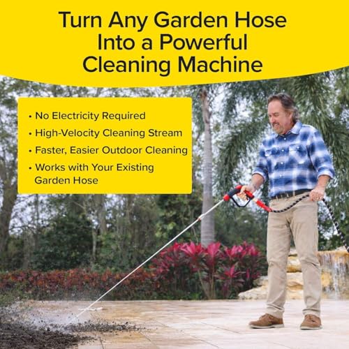 Pocket Hose Arrow Customizable Spray Nozzle, As Seen on TV | Flow Force Tech, 4 precision tips, jet stream to gentle watering, rust-resistant, non-slip grip, ideal for car wash