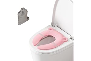 PoliLyn Folding Travel Toilet Seat Cover for Toddlers and Potty Training | Includes Portable Bag，Pinch-Proof Rubber Ring | Po