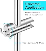 OSDUE Shower Head Holder 16-27mm Adjustable 360° Rotation Chrome view 2