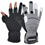 Drasry Neoprene Ice Fishing Gloves Winter Windproof Fish Tackle for Men and Women Cold Weather Fly Fishing Touchscreen Sun Protection 3 Cut Fingers for Photography Running Cycling