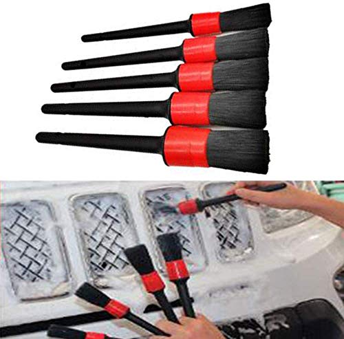 ZYTC Car Detailing Brush Auto Detail Brush Set of 5 Boar Hair Automotive Detail Brushes Kit for Cleaning Car Interior Exterior, Vehicles Wheels Leather Engine Dashboard