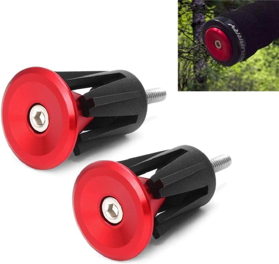 MBrisk Bike Handlebar End Grips, Road Mountain Bike Soft Rubber Handlebar End Grips Bar Cap End Plugs Mountain Cycling Accessory(Red03)