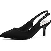 Greatonu Women's Kitten Heels Pointed Toe Slingback Dress Pumps Shoes