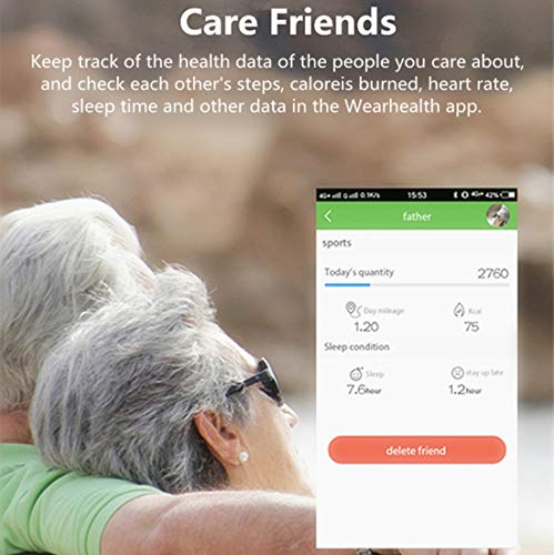 Fitness Tracker HR, Activity Smart Bracelet Wristband with Pedometer Heart Rate Monitor Step Calorie Distance Track Waterproof IP67 Call SMS SNS Remind for Men Women Kids Compatible with Android iOS - Thumbnail 4