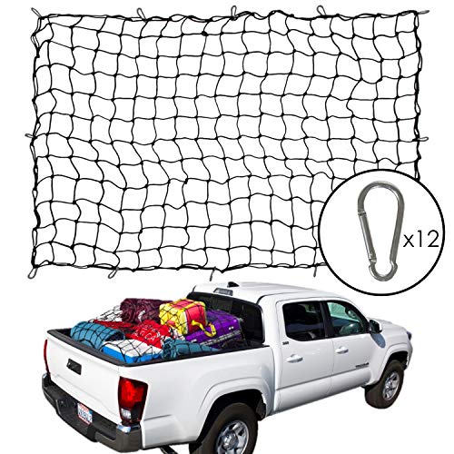 4’ x 6’ Bungee Cargo Net Stretches to 8’ x 12’, 5mm Rubber Rope, Thick