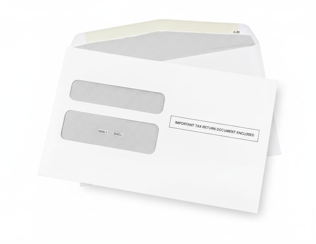 Photo 1 of 50 W2 Envelopes, Designed for W2 2-Up Tax Forms, Form QuickBooks Desktop and Other Tax Software, 5 5/8’’ x 9’’, Gum Seal Double Window Security W2 Envelopes, 50 Pack