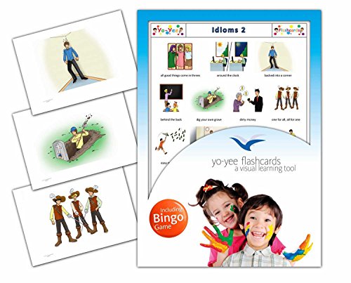 Idioms Flashcards in English - Flash Cards with Matching Bingo Game Cards - Set 2 - Vocabulary Picture Cards for Toddlers, Kids, Children and Adults - Size 4.13  5.83 in - DIN A6