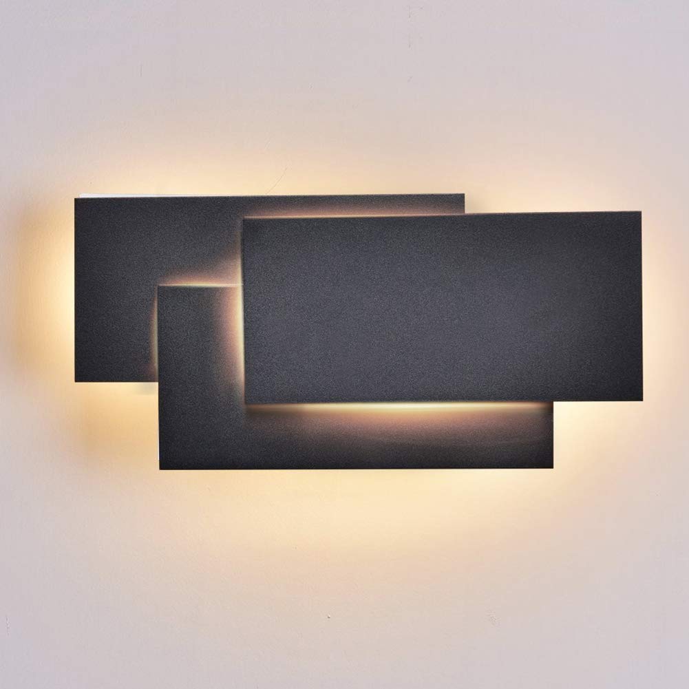 Ralbay 24W Wall Light IP20 Wall Lamp 2700K~3200K Modern LED Wall Lighting for Living Room Corridor Bedroom Light, Warm White(Black 2700K~3200K)