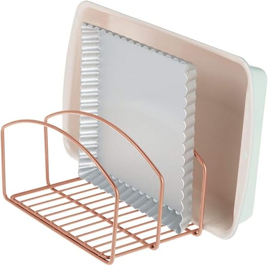 mDesign Geschirrablage für Kochtöpfe, Deckel und Pfannen – kompakter