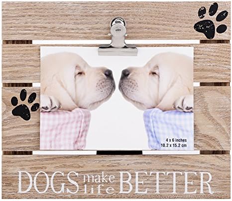 Round Rich 4x6 or 5x7 Picture Frames for Dog or Other Pet - Ready to Stand or Hang with Built in Easel photo frames Beige