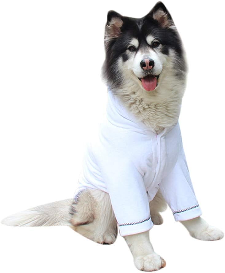 Dog Bathrobe, Microfiber Fast Drying Absorbent Hooded Bath Towel for Medium Large Dogs White XXL, 2XL:50-75LB