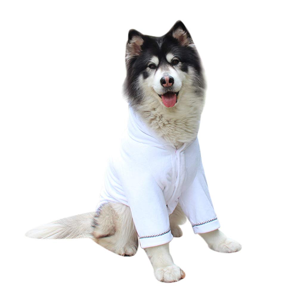 Dog Bathrobe, Microfiber Fast Drying Absorbent Hooded Bath Towel for Large Dogs, White XXXL