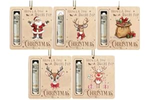 5Pcs Wooden Christmas Tree Ornaments, Money Holders with Rope & Slot, Creative Gift Boxes for Cash, Checks, Cards, Perfect fo