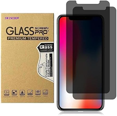 iPhone X Privacy Screen Protector SWINCHO Tempered Glass Screen Protector for iPhone X iPhone 10 Bubble Free, Anti Peeping (2 pack)