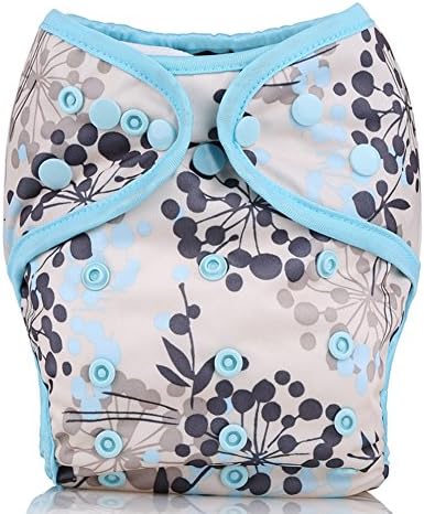 Mumsbest Baby Printed Cloth Diaper Cover for Prefolds One Size Washable Adjustable Boy Girl Color (Sky Blue Dandelion)