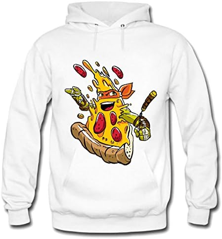 GENPO Pizza Ninja Nunchaku Womens Heavyweight Fleece Hoodie Size S White