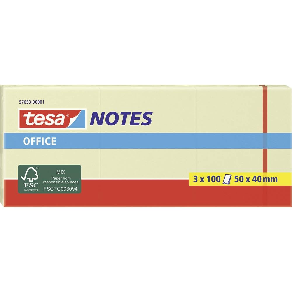 tesa Office Notes Haftnotiz 3X 50x40mm tesa Office 3X100BL