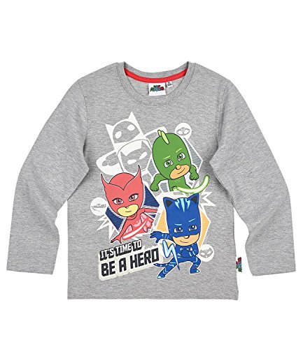 PJ Masks Childrens It's Time To Be a Hero Long Sleeve T Shirt 2017-2018 Grey 3-4 Years