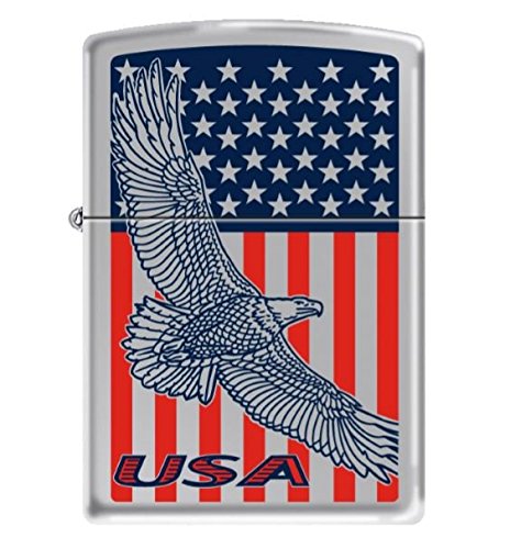 Zippo Lighter - USA Flag Eagle Classic Polished Chrome