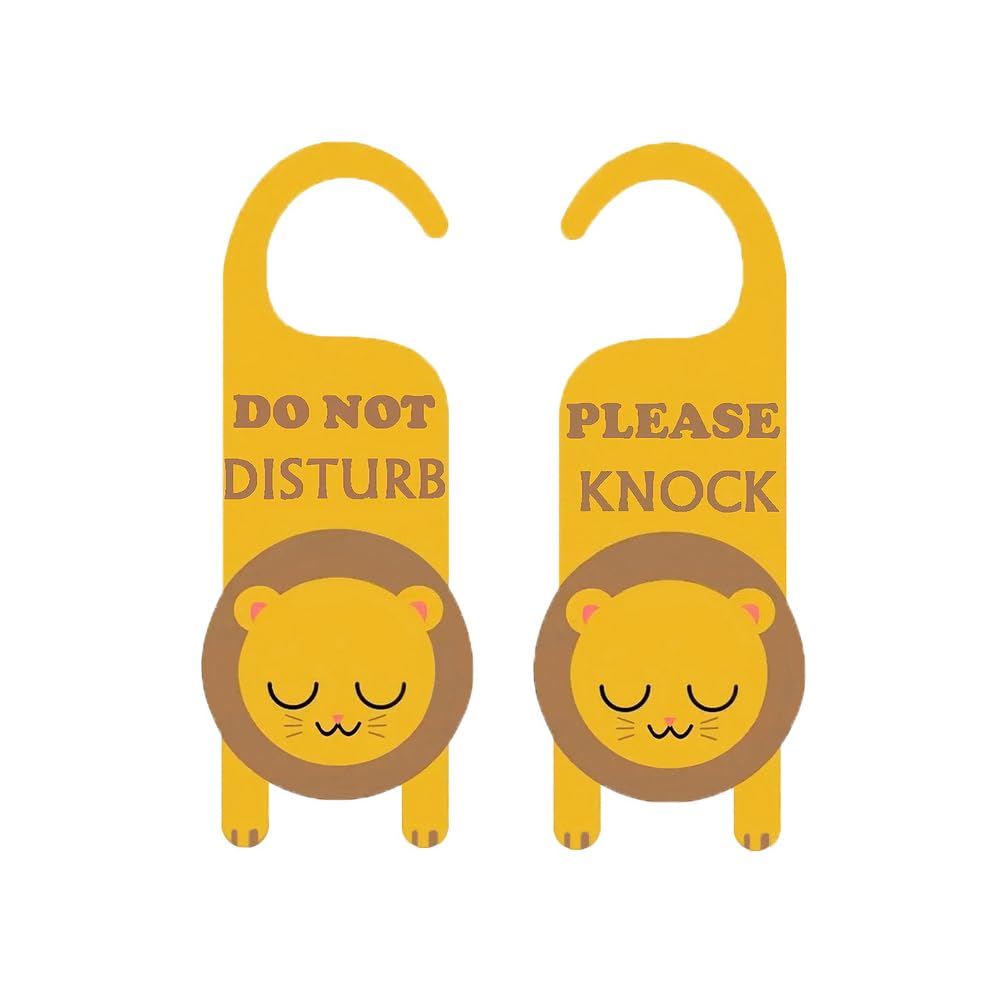 ARFUKA PVC Cute Tiger Do Not Disturb Door Hangers Double-Sided Sign – Front “Do Not Disturb”, Back “Please Knock” for Home, Hotel & Kids Rooms Pack of 2