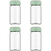 BDICOVE Breastmilk Storage Bottles Collection Bottles, 10oz Wide-Neck Breast Milk Container Compatible for Spectra S1 S2 SG Motif Luna Breast Pumps, Fit for 22oz Breast Milk Cooler & Fridge, 4 Packs