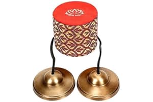 BILLION DEALS Holy Buddha Symbol Mantra engraved Manjira Tingsha Cymbals-Beautiful Gift Box for Meditation,Pray,Yoga,Sound healing, 7.5cm / 3" Tingsha Bell joined by Leather Strap