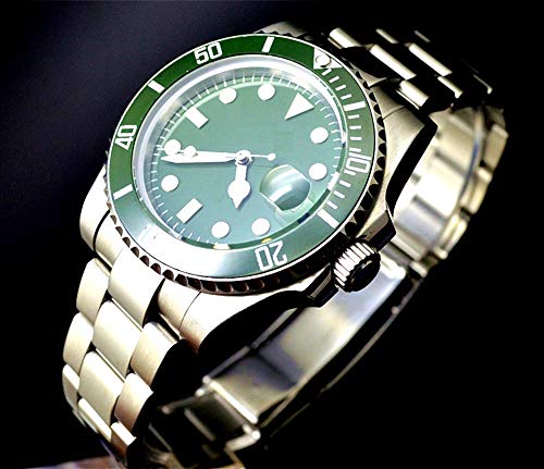 Tickwatch Parnis 40mm Submariner Estilo Verde Bisel de Cerámica Esfera Verde Cristal Zafiro Reloj Mecánico Automático… - Imagen 3