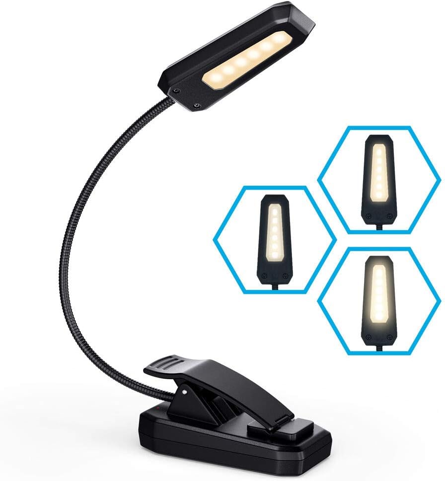 Vont Book Light, Reading Light, Rechargeable Book Light for Reading in Bed, (60 Hours) Eye Protection LEDs Reading Lamp, Clip On Light, Clamp Light, Bed Lamp, 3 Modes, Warm White Light (3000k): Home Improvement