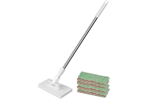 Clip Dust Mop, No Wash Flat Click Mops for Cleaning Floors, Mini Clip Mop with 4 Reusable Cloths, Detachable Flat Click Floor
