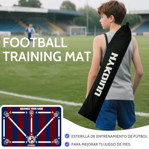 Football Training Mat with Videos for Ball Control and Dribbling | Non-Slip and Silent Children's Football Training Kit with Shooting Trainer and Carry Bag