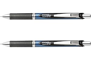 Pentel EnerGel RTX Retractable Liquid Gel Pen, (0.7mm), Medium Line, Needle Tip, Black Ink, Pack of 2 (BLN77BP2A)