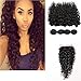 Perstar Water Wave Human Hair Bundles Brazilian Water Wave Hair 4 Bundles with 4x4 Lace Closure Curly Wave Bundles with Closure 8A Grade Unprocessed Virgin Human Hair Extensions 18