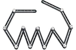 ZEROMALL Multi Angle Measuring Ruler, 12-Sides Ruler Hole Locator Aluminum Alloy Universal Multi Angle Measuring Ruler Protractors, Adjustable Floor Tile Glass Woodworking Puncher